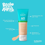 Protetor Solar Facial SUNLESS 40g FPS 60 com Base 3.0 Clara – Protetor Solar com Cor, Alta Proteção, Uniformização e Acabamento Natural