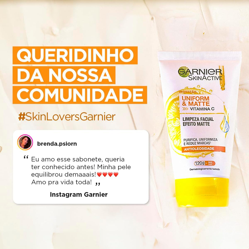 Sabonete Facial GARNIER 120g Vitamina C – Limpeza Profunda, Remoção de Impurezas, Frescor e Cuidado Diário da Pele
