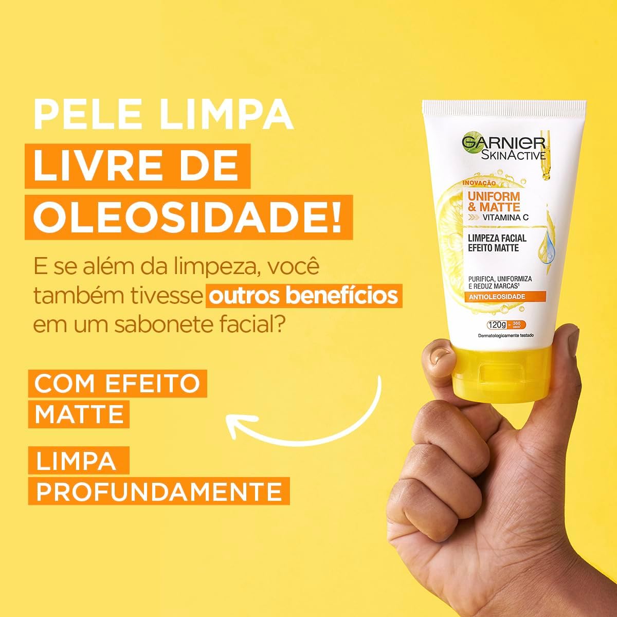 Sabonete Facial GARNIER 120g Vitamina C – Limpeza Profunda, Remoção de Impurezas, Frescor e Cuidado Diário da Pele