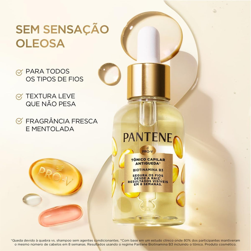 Tônico Capilar PANTENE 52ml Biotinamina B3 – Tratamento para o Couro Cabeludo, Fortalecimento, Nutrição e Cuidado Capilar