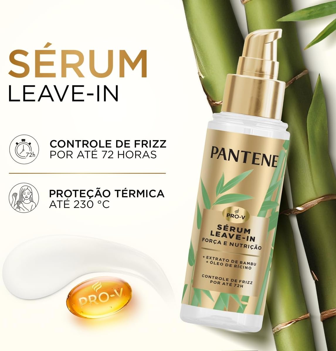 Sérum Capilar PANTENE 95ml Força e Nutrição Leave-In – Tratamento para Cabelos, Nutrição, Fortalecimento, Brilho e Maciez