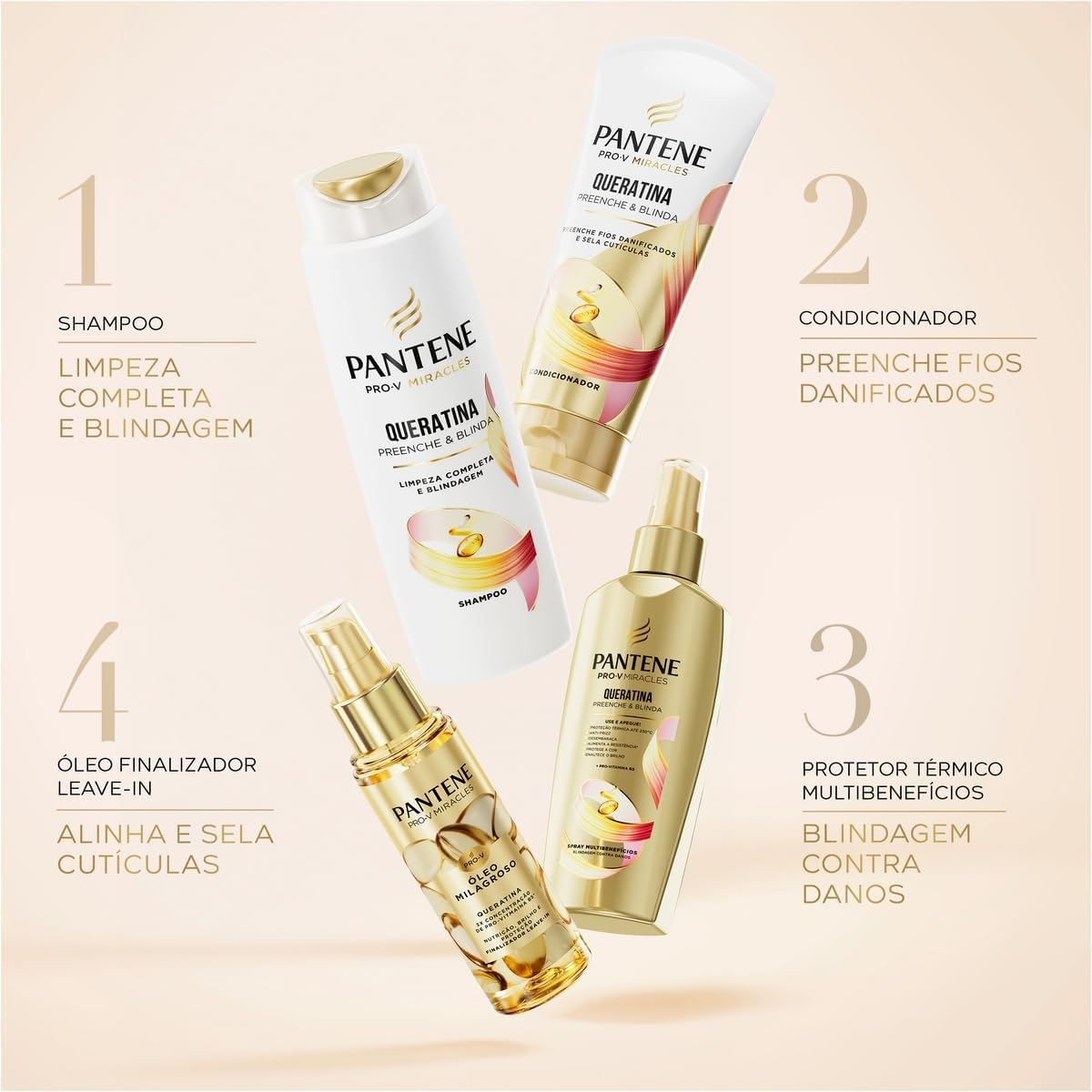 Óleo Milagroso Capilar PANTENE 95ml Queratina – Tratamento, Nutrição, Brilho, Maciez e Controle do Frizz para os Cabelos