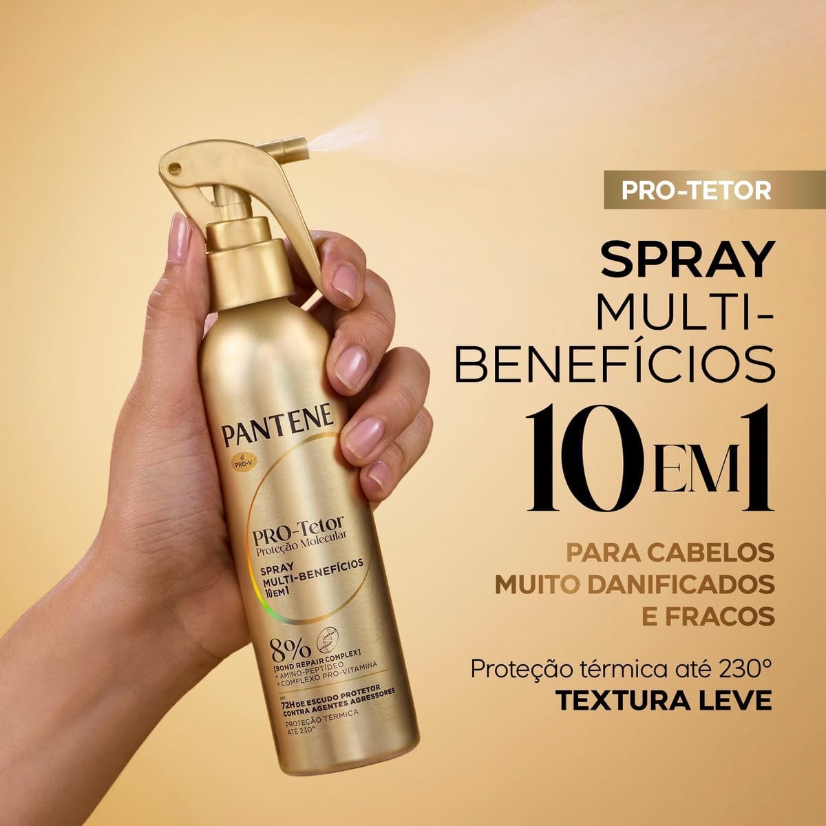 Spray Capilar PANTENE 170ml Molecular Bond Repair – Tratamento para Cabelos Danificados, Reparação, Força e Proteção dos Fios