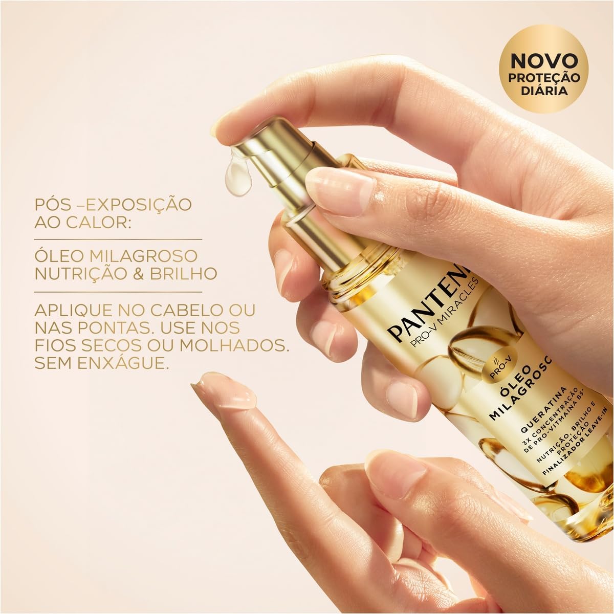 Óleo Milagroso Capilar PANTENE 95ml Queratina – Tratamento, Nutrição, Brilho, Maciez e Controle do Frizz para os Cabelos