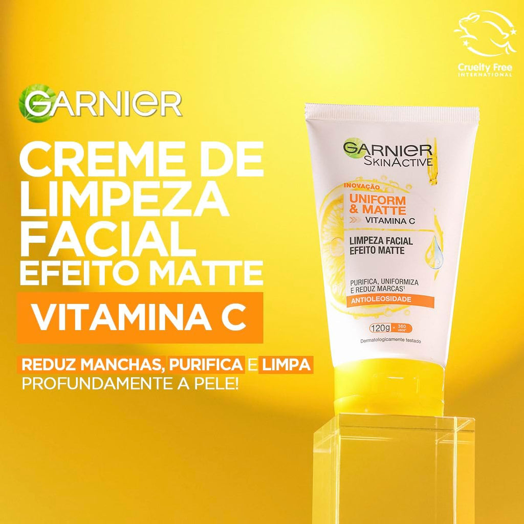 Sabonete Facial GARNIER 120g Vitamina C – Limpeza Profunda, Remoção de Impurezas, Frescor e Cuidado Diário da Pele