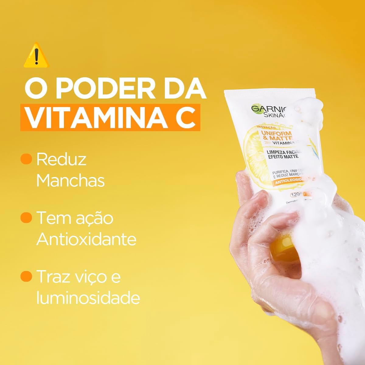 Sabonete Facial GARNIER 120g Vitamina C – Limpeza Profunda, Remoção de Impurezas, Frescor e Cuidado Diário da Pele