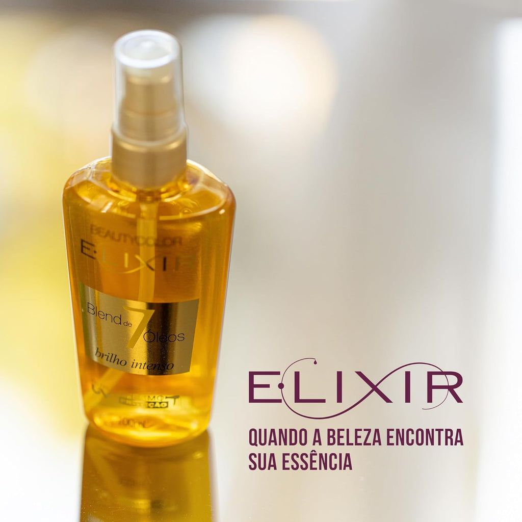 Óleo Capilar BEAUTY COLOR 40ml Elixir Blend 7 Óleos – Nutrição, Hidratação, Brilho, Maciez e Controle do Frizz