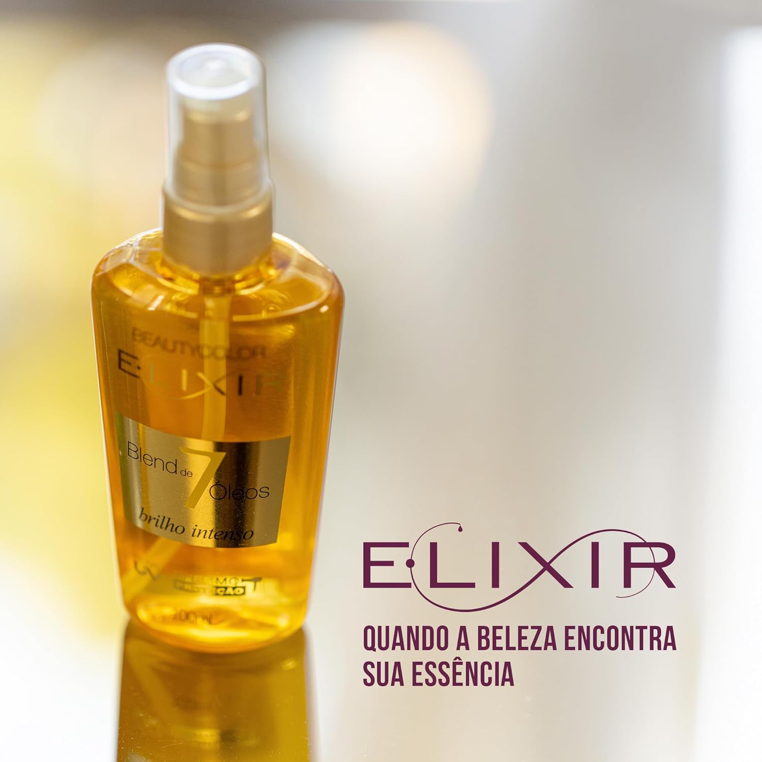 Óleo Capilar BEAUTY COLOR 40ml Elixir Blend 7 Óleos – Nutrição, Hidratação, Brilho, Maciez e Controle do Frizz