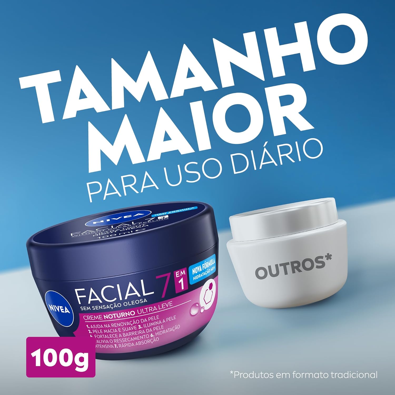 Creme Facial NIVEA 7 em 1 Noturno 100g Hidratante Antissinais para o Rosto – Cuidado Facial, Hidratação e Renovação da Pele