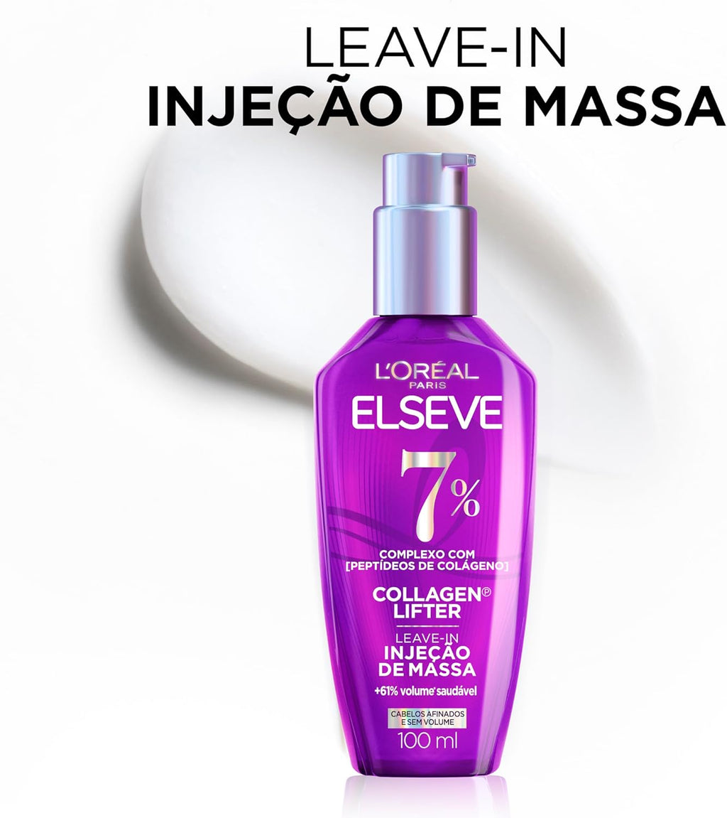 Leave-In ELSEVE 100ml Collagen Lifter – Creme de Pentear, Hidratação, Nutrição, Maciez e Cuidado dos Fios