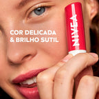 Protetor Labial NIVEA 4,8g Cereja Shine – Hidratante Labial com Brilho, Cor, Cuidado e Maciez para os Lábios
