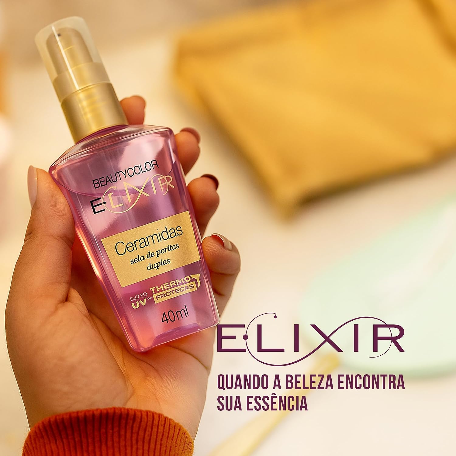 Óleo Capilar BEAUTY COLOR 40ml Elixir Ceramidas – Nutrição, Hidratação, Brilho, Maciez e Controle do Frizz