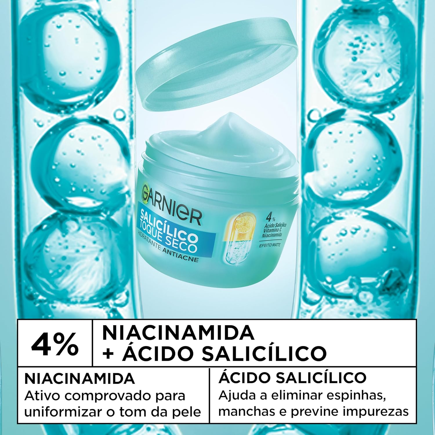 Hidratante Facial GARNIER 85g Antiacne – Creme para o Rosto, Hidratação, Controle da Oleosidade e Cuidado da Pele