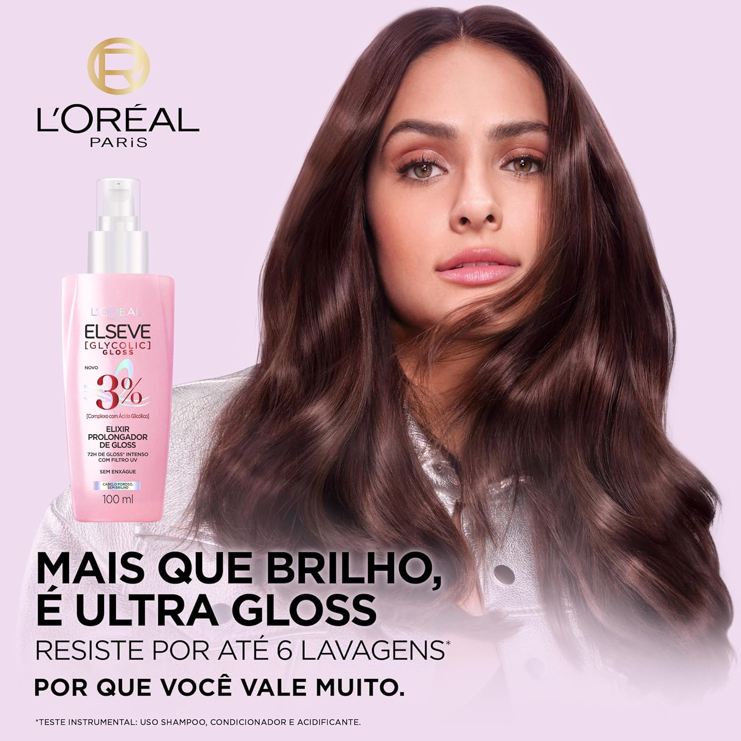 Sérum Capilar ELSEVE 100ml Glycolic Gloss – Tratamento, Brilho Intenso, Maciez, Alinhamento e Controle do Frizz