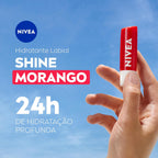 Protetor Labial NIVEA 4,8g Morango Shine – Hidratante Labial com Brilho, Cuidado e Maciez para os Lábios