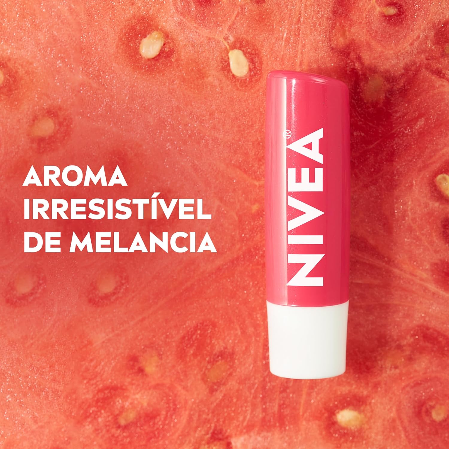 Protetor Labial NIVEA 4,8g Melancia Shine – Hidratante Labial com Brilho, Cuidado, Maciez e Aroma de Melancia para os Lábios