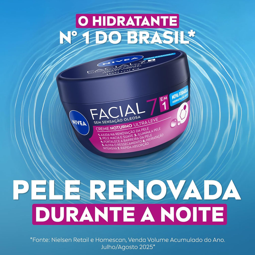 Creme Facial NIVEA 7 em 1 Noturno 100g Hidratante Antissinais para o Rosto – Cuidado Facial, Hidratação e Renovação da Pele