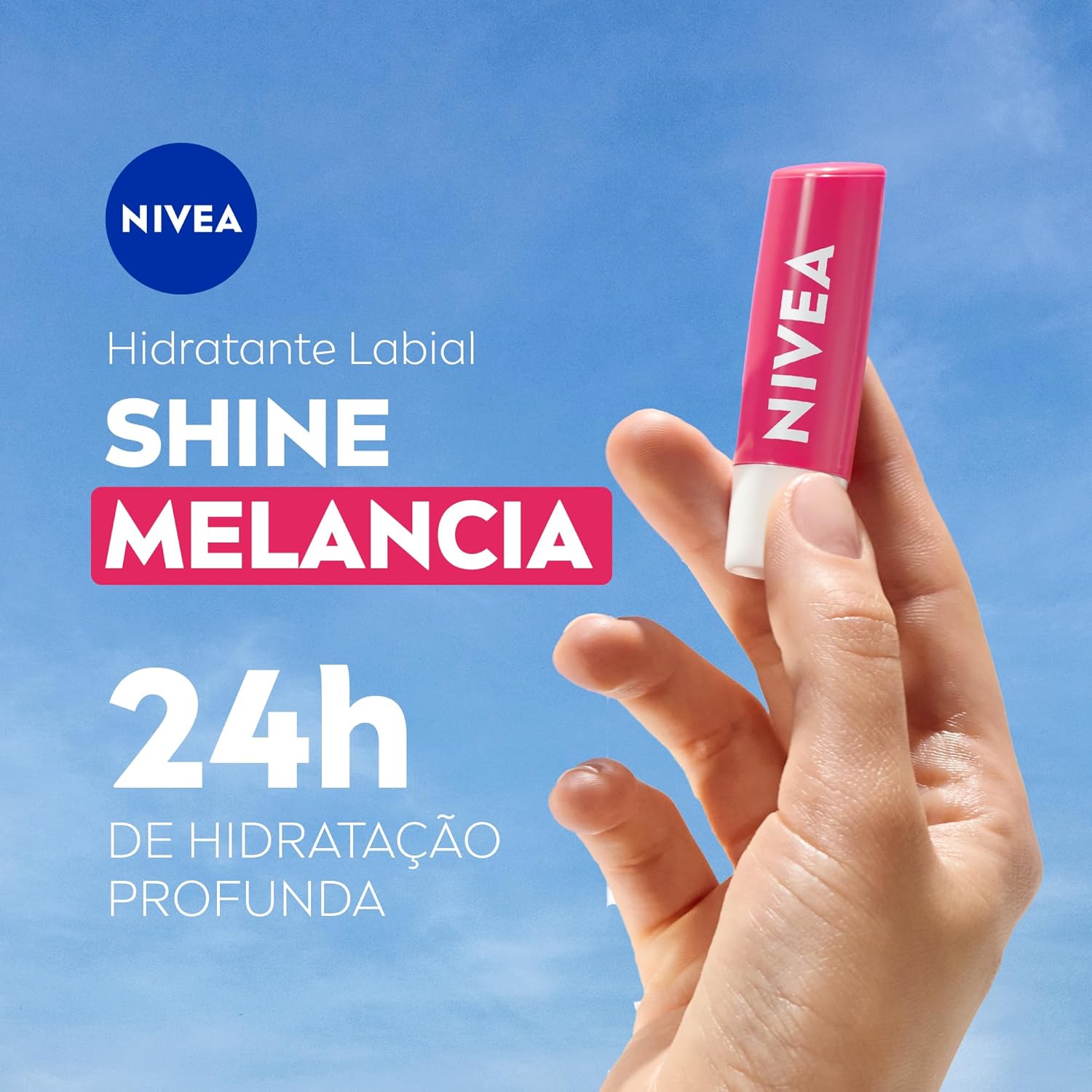 Protetor Labial NIVEA 4,8g Melancia Shine – Hidratante Labial com Brilho, Cuidado, Maciez e Aroma de Melancia para os Lábios