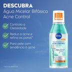 Água Micelar NIVEA 200ml Acne Control – Limpeza Facial, Controle da Oleosidade, Remoção de Maquiagem e Cuidado Antiacne