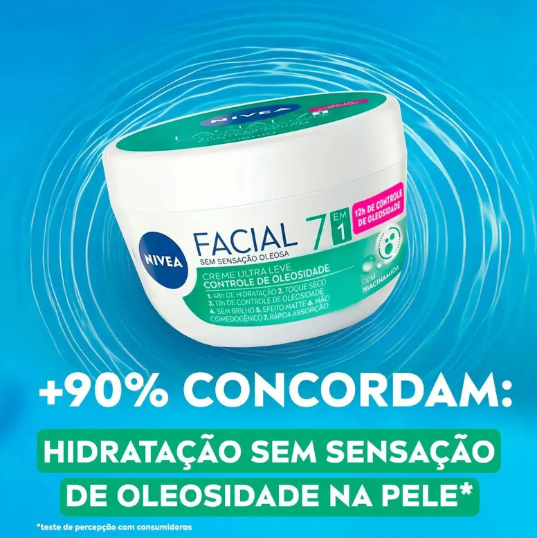 Creme Facial NIVEA 7 em 1 Controle de Oleosidade 100g – Hidratante Facial para Pele Oleosa, Mista e Cuidado Diário