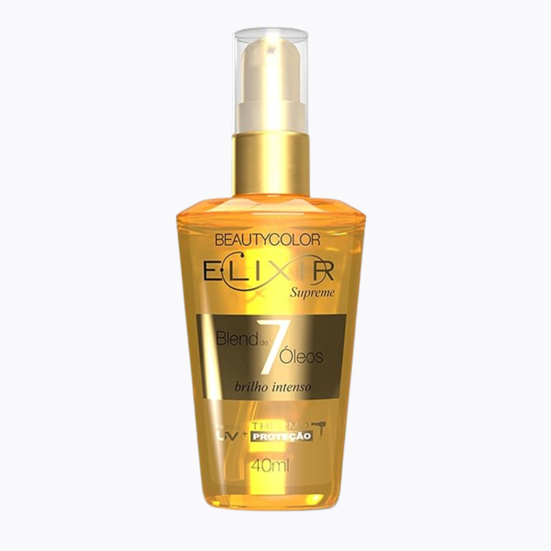 Óleo Capilar BEAUTY COLOR 40ml Elixir Blend 7 Óleos – Nutrição, Hidratação, Brilho, Maciez e Controle do Frizz