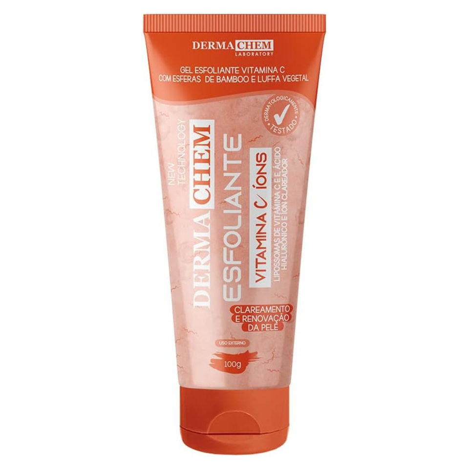 Gel Esfoliante Facial DERMACHEM 100g Vitamina C – Esfoliante para o Rosto, Limpeza, Renovação e Cuidado da Pele