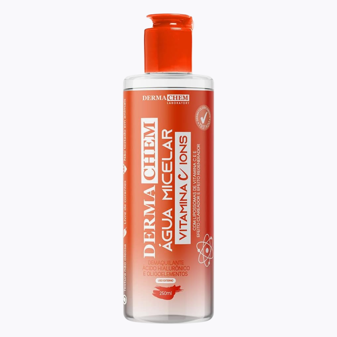 Água Micelar DERMACHEM 250ml Vitamina C – Limpeza Facial, Remoção de Maquiagem, Higiene e Cuidado Diário da Pele