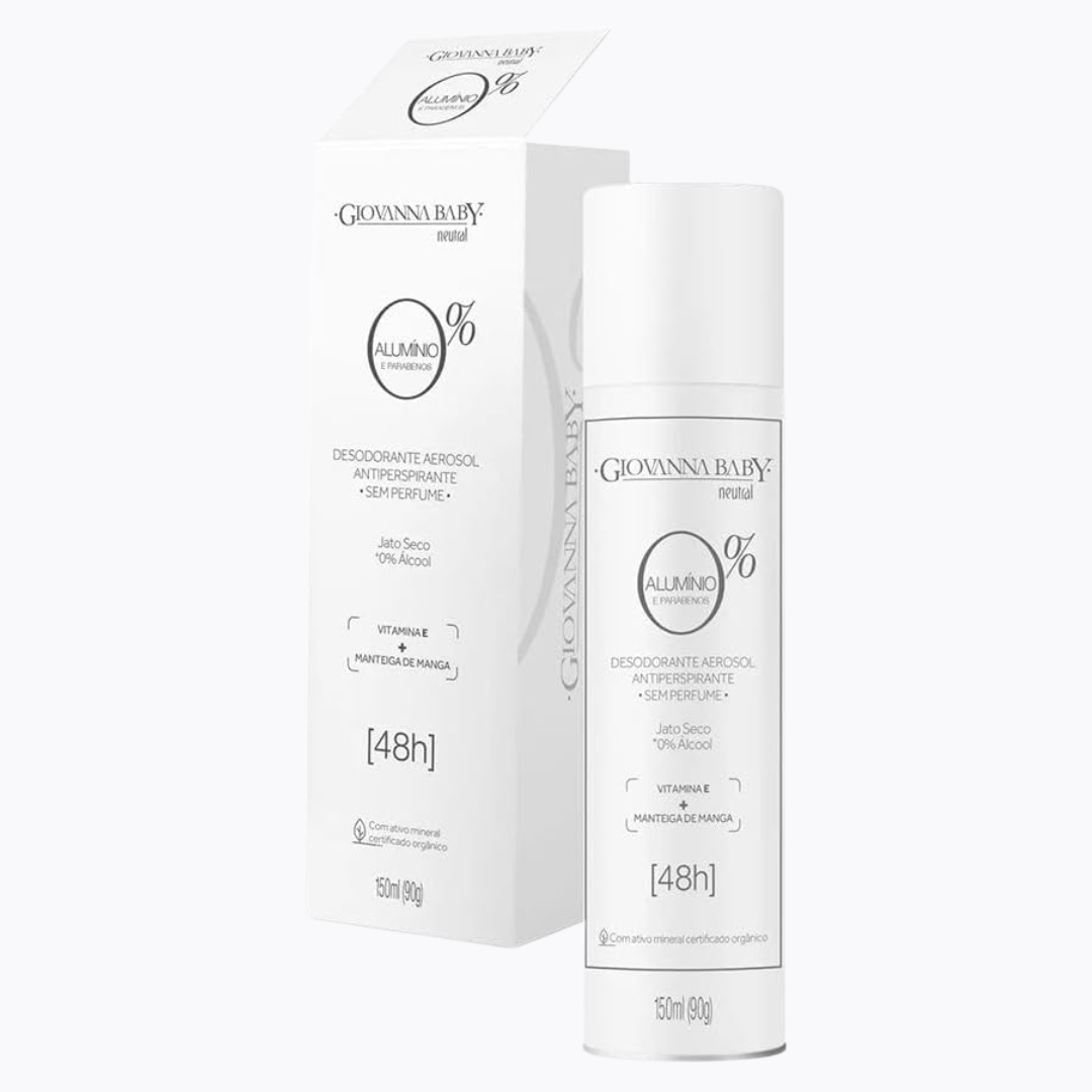 Desodorante Giovanna Baby Aerossol 150ml 0% Alumínio Neutral – Proteção, Frescor e Perfume Suave para o Dia a Dia