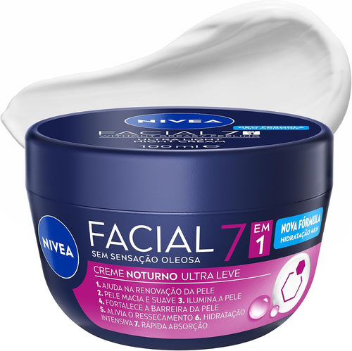 Creme Facial NIVEA 7 em 1 Noturno 100g Hidratante Antissinais para o Rosto – Cuidado Facial, Hidratação e Renovação da Pele
